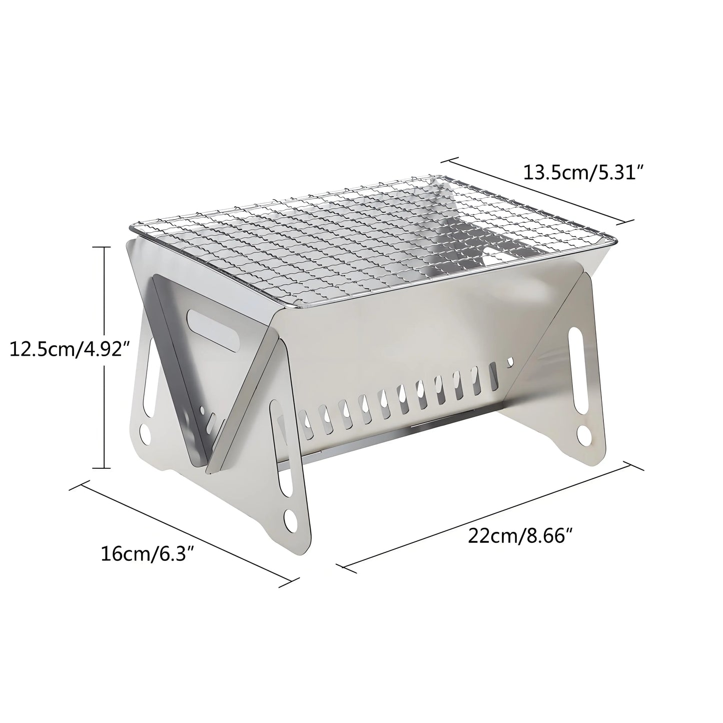 Camping Grill Pro - 304 Steel Instant-Fold BBQ ✔SparkGuard & NSF-Certified (Tailgating/Picnic Essential)