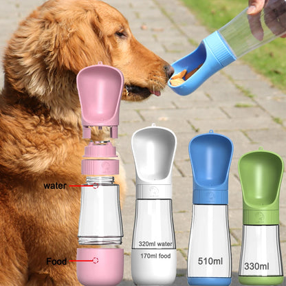 Twist-Open Portable Dog Water Bottle | Travel Pet Drinking & Feeding Cup with Food Bowl for Outdoor Walking
