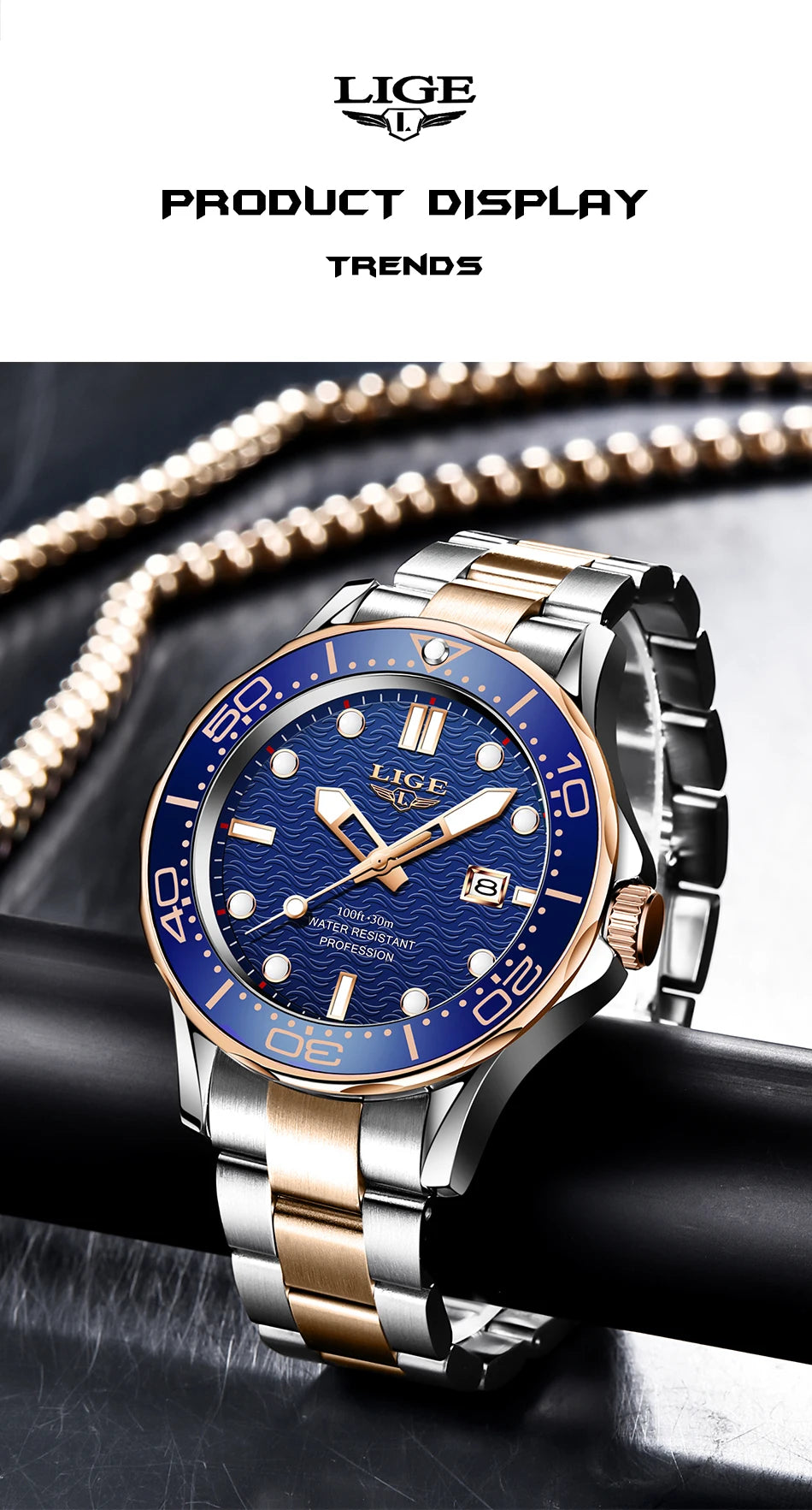 2025 LIGE New Business Mens Watches Top Brand Luxury Dive Watch For Men Waterproof Date Clock Sport Watch Relogio Masculino+Box