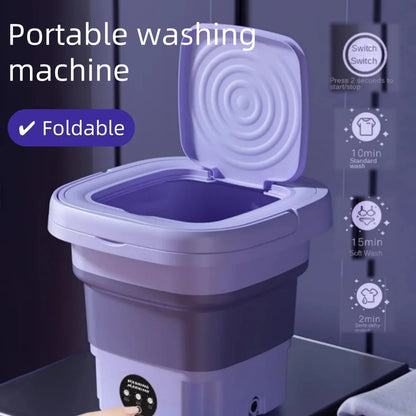 8L Portable Folding Washing Machine | Fully Automatic Mini Laundry Washer for Underwear, Baby Clothes & Dorm Use