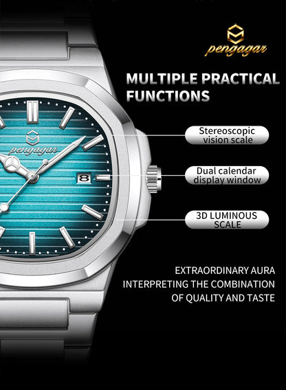 2025 New Luxury Military Man Watch Square Waterproof Luminous Date Week Men Watch Stainless Steel Quartz Men's Watches Reloj+box