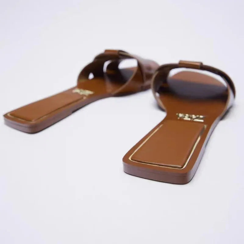 Summer Women Slippers Fashion Outdoor Casual Breathable Flat T-shape Soft Comfortable Heels Shoes Open Toe Sandals Slides Women