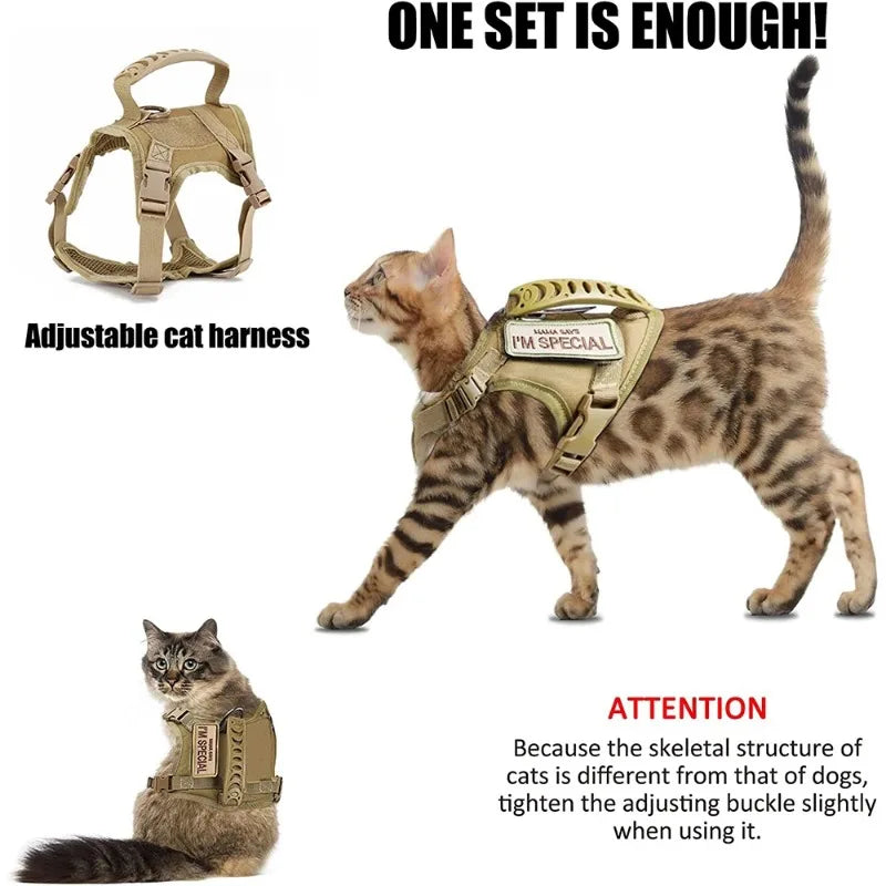 Tactical Cat Harness For Walking Escape Proof Adjustable Pet Vest Harness Soft Mesh With Control