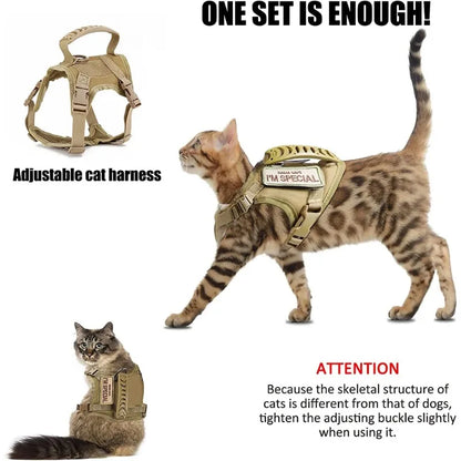 Tactical Cat Harness For Walking Escape Proof Adjustable Pet Vest Harness Soft Mesh With Control