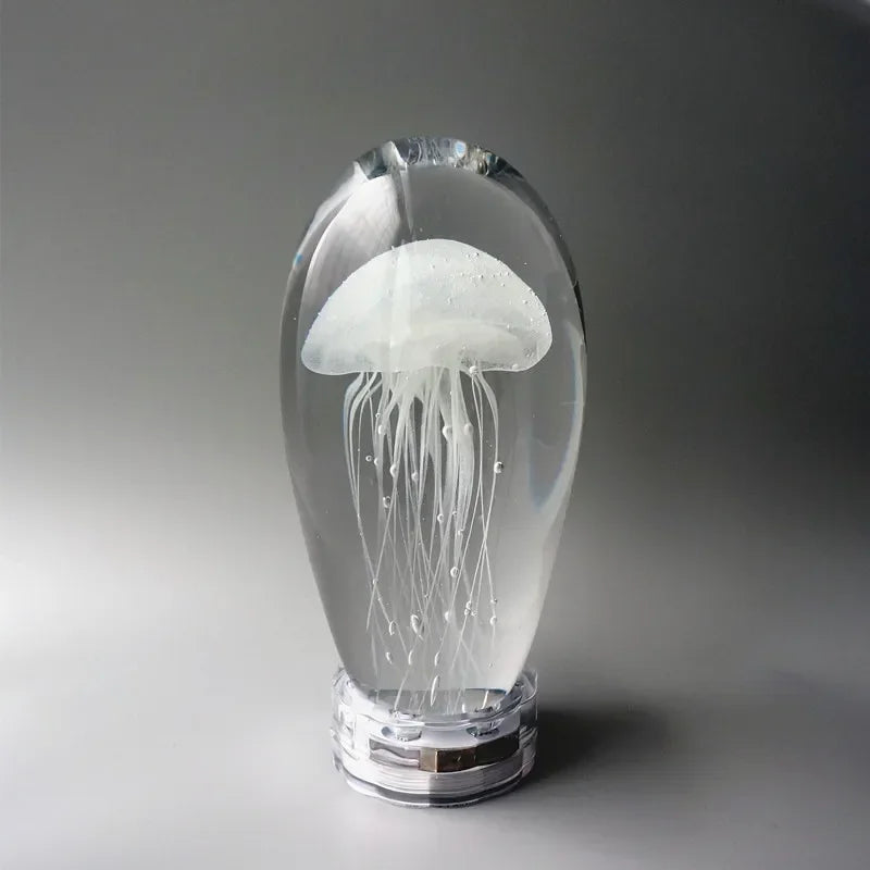 Glass Crystal Luminous Jellyfish Ornament | Nordic Mediterranean Home Decoration & Luxury Table Art Piece