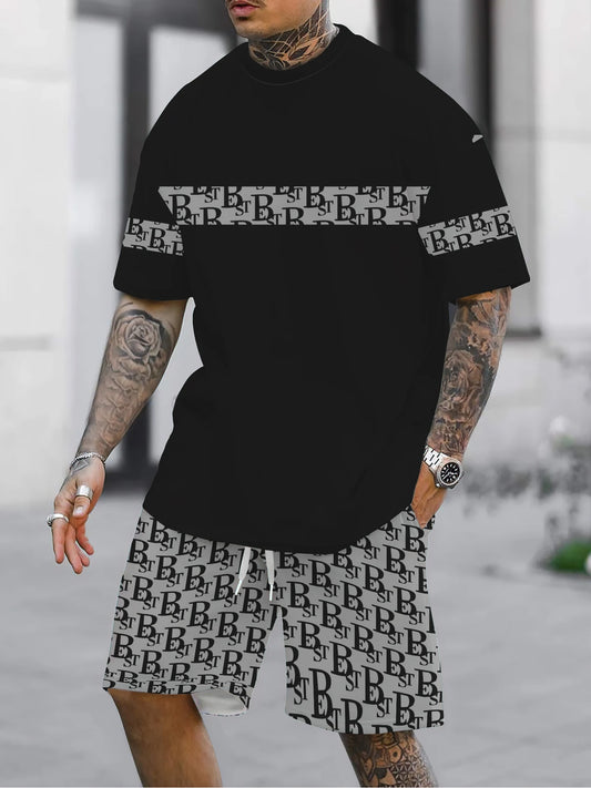 Summer 2025 new men's suit 3D printed men's short sleeves and shorts set Summer casual daily men's T-shirt Outdoor casual fashio