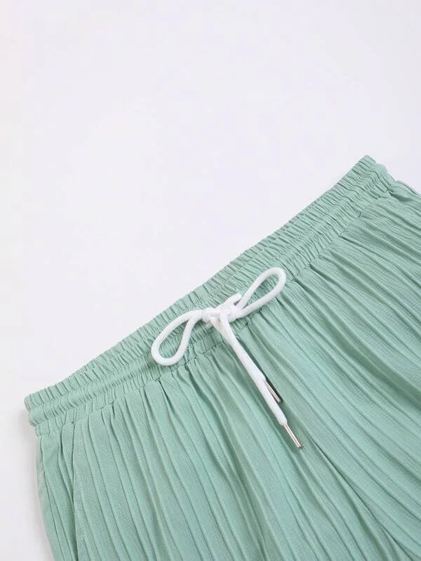 Hot autumn men's striped casual fashion suit shirt and shorts, beach casual suit autumn street wear