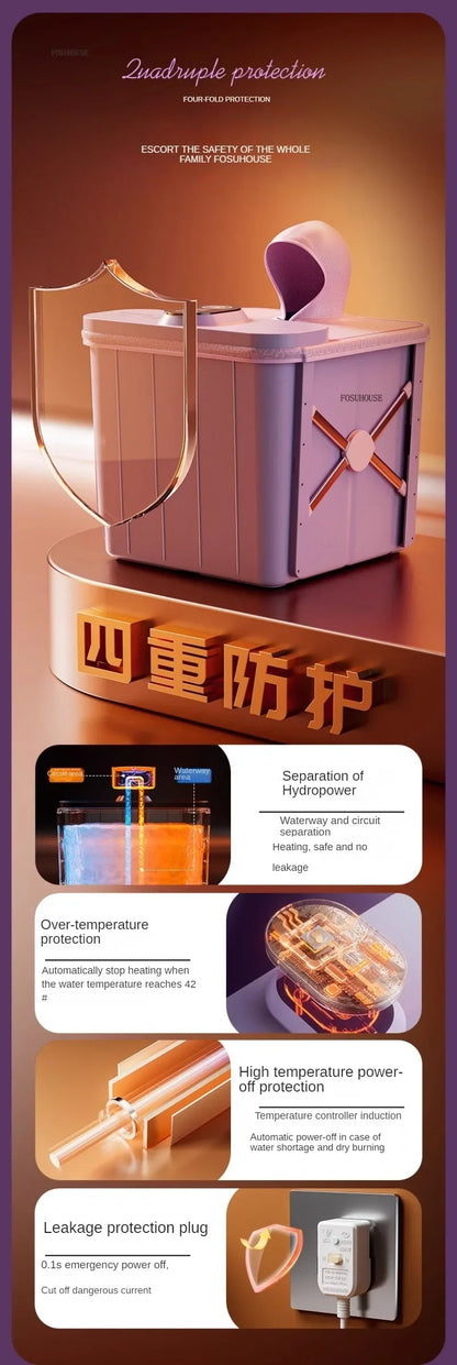 Villa Automatic Heating Folding Bath Bucket Full Body Sweat Steam Bath Barrel Constant Temperature Thickening Portable Bathtub H