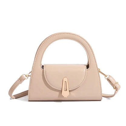 Ladies Flap Top-Handle Bags Versatile Commuter Crossbody Bag Fashion Retro Mini Bags Women Lock Shoulder Semi-circular Handbags