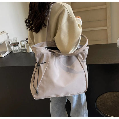 Casual Fashion Large Capacity Tote Bag Simple Travel Bag Women Large Shoulder Bag Aesthetic Handbags Drawstring Tote Handbag