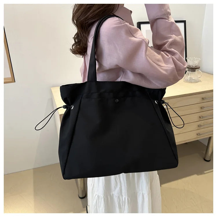 Casual Fashion Large Capacity Tote Bag Simple Travel Bag Women Large Shoulder Bag Aesthetic Handbags Drawstring Tote Handbag