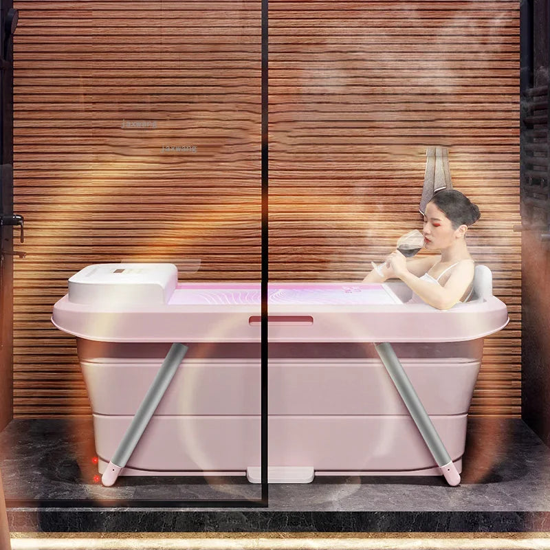 Folding Intelligent Bathtubs Adult Bath Bucket Household Full-body Sweat Steam Sauna Spa Dual-use Thickened Plastic Bath Barrel