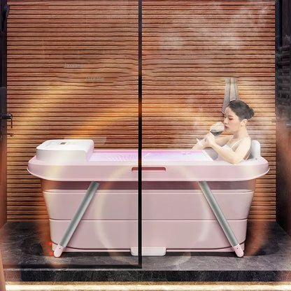 Folding Intelligent Bathtubs Adult Bath Bucket Household Full-body Sweat Steam Sauna Spa Dual-use Thickened Plastic Bath Barrel