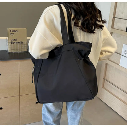 Casual Fashion Large Capacity Tote Bag Simple Travel Bag Women Large Shoulder Bag Aesthetic Handbags Drawstring Tote Handbag