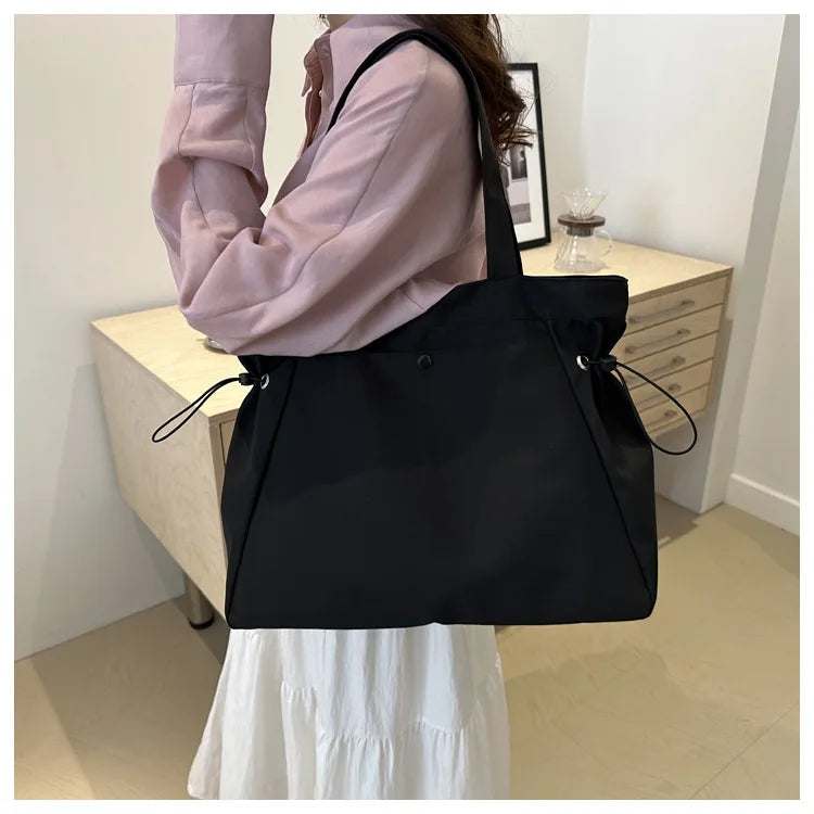 Casual Fashion Large Capacity Tote Bag Simple Travel Bag Women Large Shoulder Bag Aesthetic Handbags Drawstring Tote Handbag