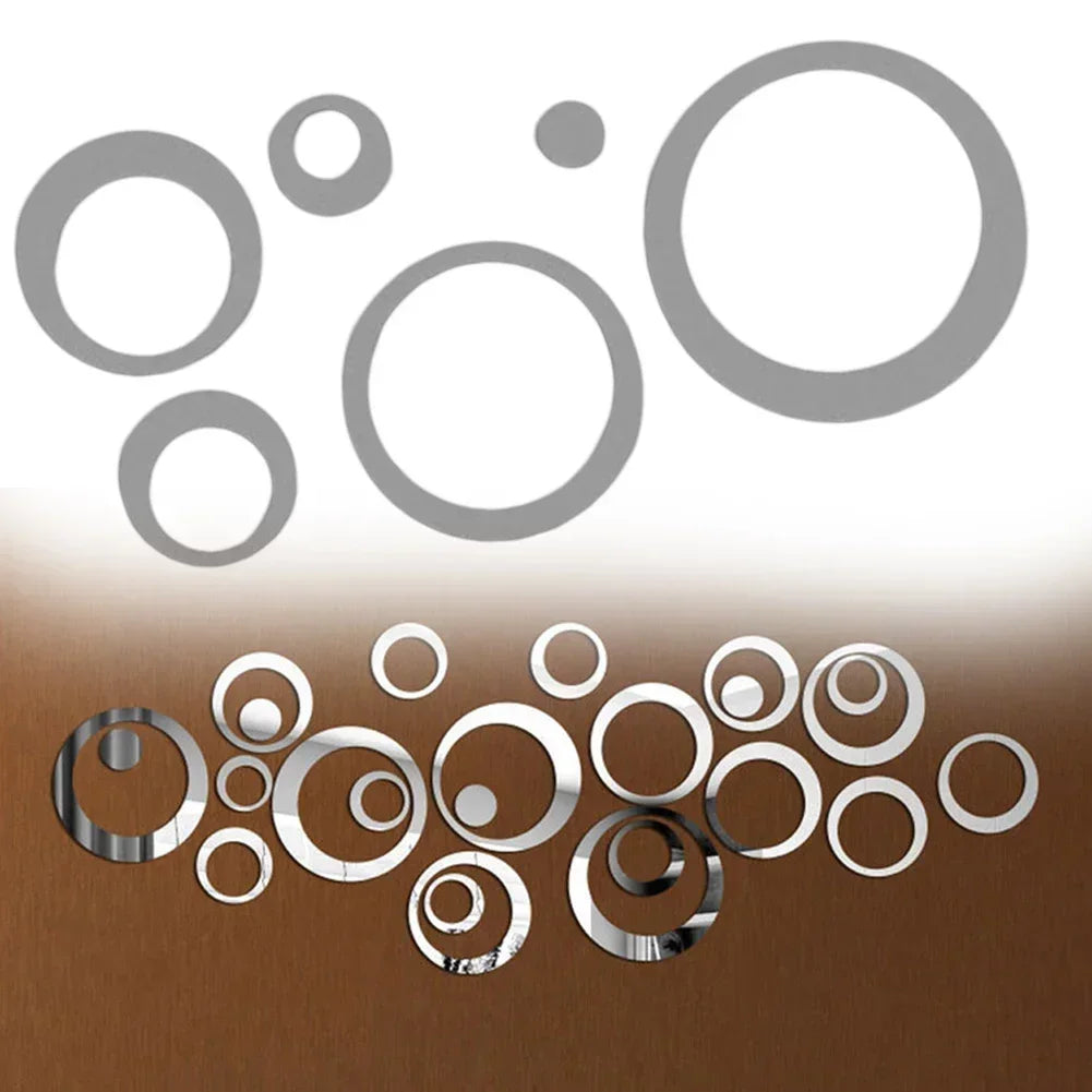 24Pcs 3D Acrylic Round Mirror Wall Stickers | Removable DIY Home Decoration for Living Room & Bedroom