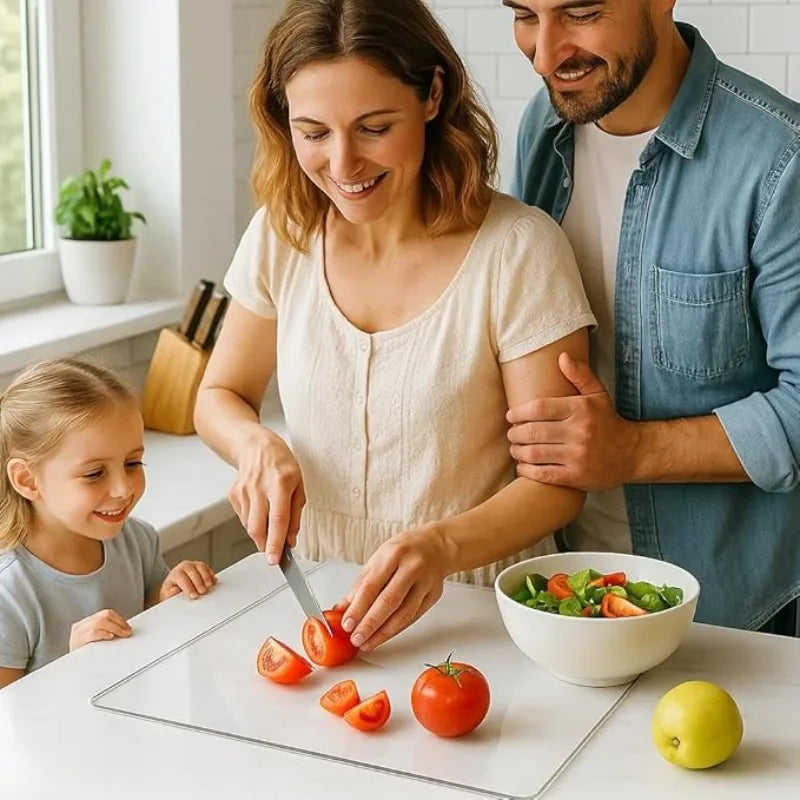 WXCOO Acrylic Cutting Board with Counter Lip Clear Cutting Board for Kitchen Countertop Perfect for Cut Bread Meat Fruit Board