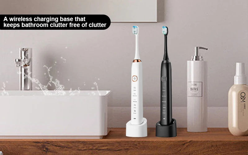Sarmocare S100 Electric Sonic Toothbrush | Smart Rechargeable Ultrasonic Toothbrush with 8 Brush Heads for Deep Cleaning & Whitening