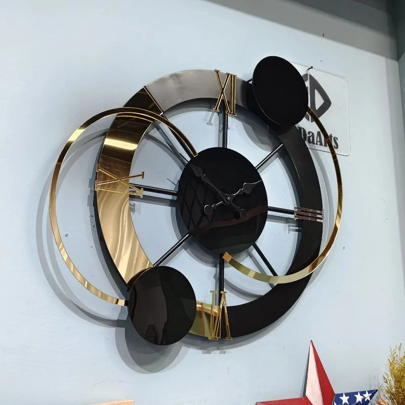 65x60 New Large Metal Frame Wall Clock 2025 Minimalist Modern Needle Art Black Home Decor Watch From Manufacturer