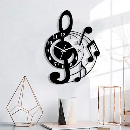 Music Note Acrylic Wall Clock | Silent Decorative Wall Clock for Living Room, Bedroom & Classroom
