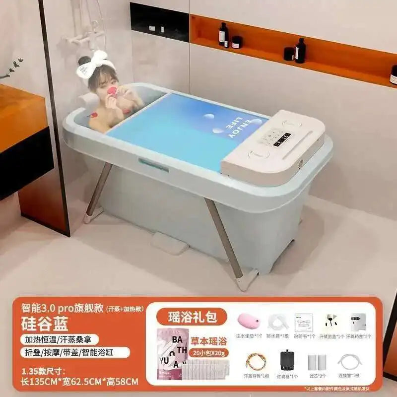 Automatic Foldable Spa Bathtub Heating Sweat Steaming Bathtub Comfortable Home Portable Bucket Adult Full Body Bath Bucket T