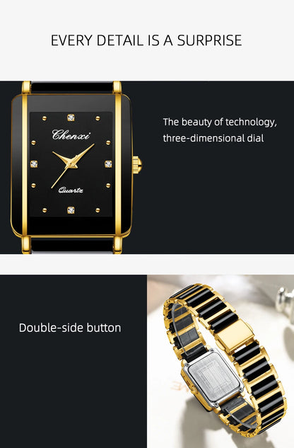 CHENXI 104A Waterproof Top Brand Luxury couple watches Watch for Women Men With Simulated-Ceramics Strap relojes para damas