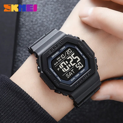 SKMEI 1988 Digital Sport Watch for Men LED Display Military Countdown Military Wristwatches Waterproof Mens Reloj Hombre 1628