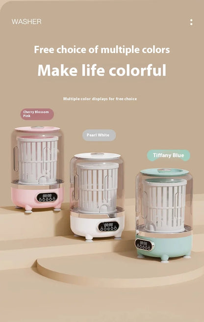 Mini Dual-Tub Washing Machine Portable Washer For Underwear/Socks 3L Capacity Blue Light Sterilization Easy Drain