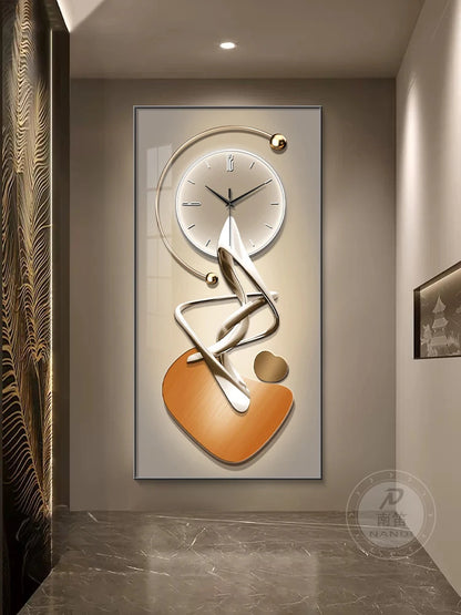 Modern Abstract Wall Clock | Silent Digital Hanging Clock for Living Room, Entrance & Corridor Wall Decoration
