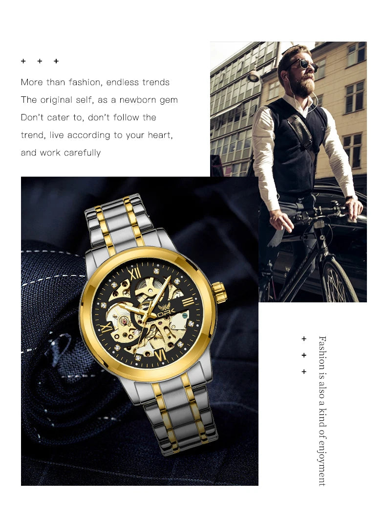 OPK 8165 Mens Watch Original Fashion Brand Luxury Watch Hollowing Watches For Men Waterproof Automatic Watch Mens Gifts Freebie