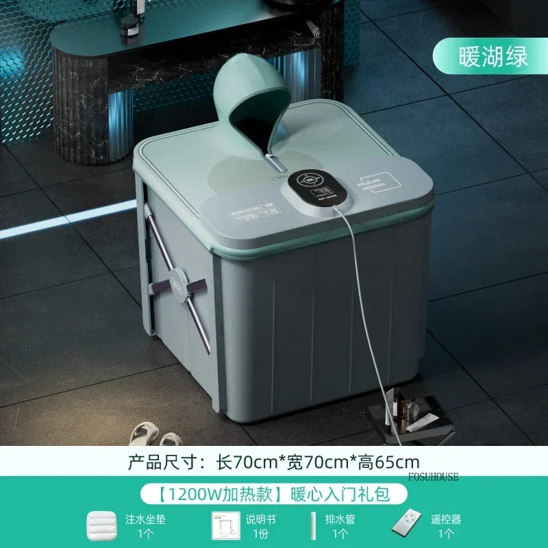 Villa Automatic Heating Folding Bath Bucket Full Body Sweat Steam Bath Barrel Constant Temperature Thickening Portable Bathtub H