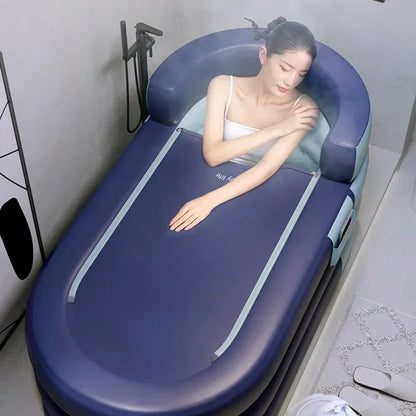 Soaking tub adult heightened PVC folding children's bath household inflatable bathtub adult bathing bucket thickened bathtub
