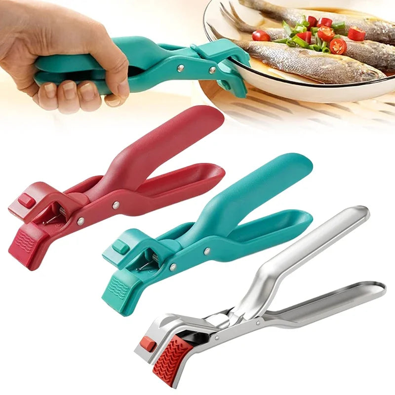 Stainless Steel Gripper Clips Hot Dish Plate Anti-Scald Clip Non-slip Bowls Clamp Holder for Frying Pans Air Fryer Steamers Oven