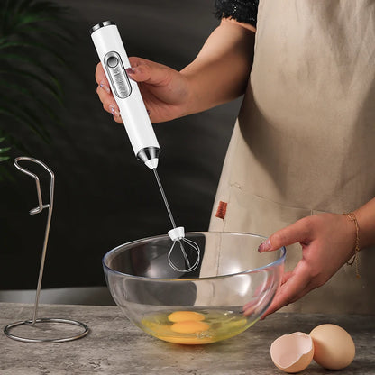 Handheld Double Stick USB Milk Frother & Egg Whisk – 3 Speed Hand Mixer