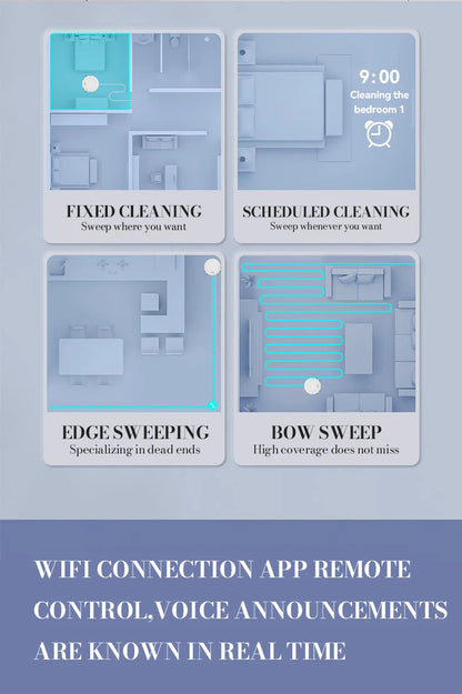 Intelligent Sweeping Robot Large Water Tank Mobile App Remote Control Planning And Cleaning Line Low Noise 2000 Pa Large Suction