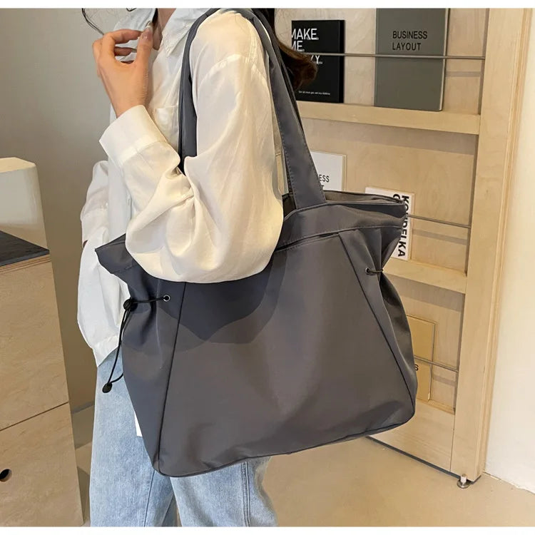 Casual Fashion Large Capacity Tote Bag Simple Travel Bag Women Large Shoulder Bag Aesthetic Handbags Drawstring Tote Handbag