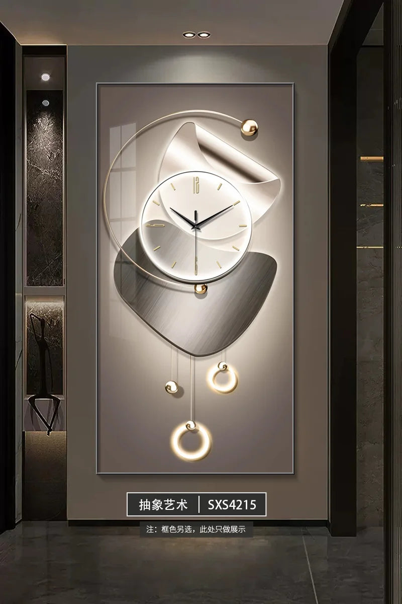 Modern Abstract Wall Clock | Silent Digital Hanging Clock for Living Room, Entrance & Corridor Wall Decoration