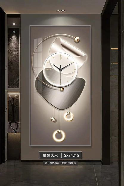 Modern Abstract Wall Clock | Silent Digital Hanging Clock for Living Room, Entrance & Corridor Wall Decoration