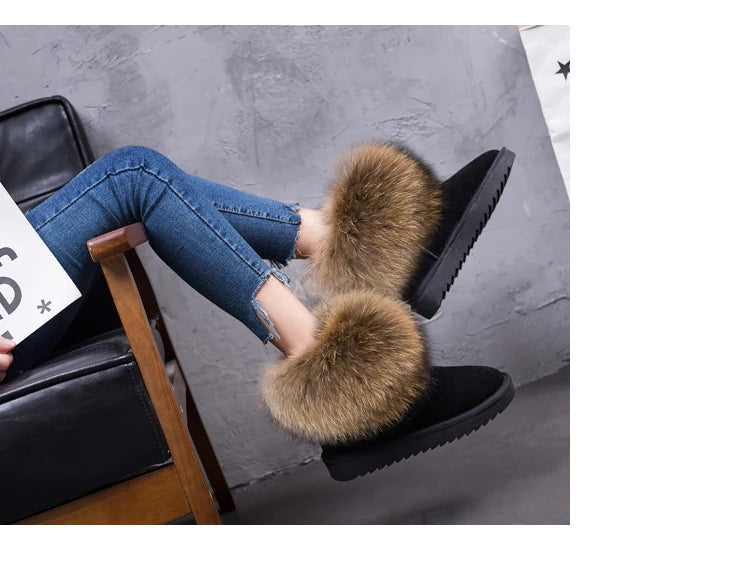 2024 Fur One Fox Hair Snow Boots Women'S Leather Low Short Tube Fashion Cowhide Snow Boots Women'S Short Boots