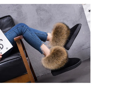2024 Fur One Fox Hair Snow Boots Women'S Leather Low Short Tube Fashion Cowhide Snow Boots Women'S Short Boots
