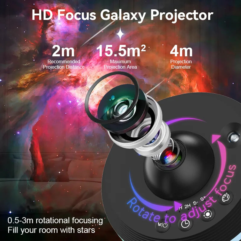 12-in-1 Galaxy Star Projector | Ultra-Clear Meteor Night Light & Planetarium Lamp for Kids Bedroom & Gifts