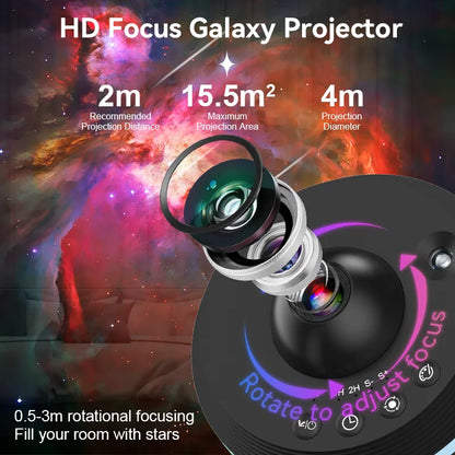 12-in-1 Galaxy Star Projector | Ultra-Clear Meteor Night Light & Planetarium Lamp for Kids Bedroom & Gifts
