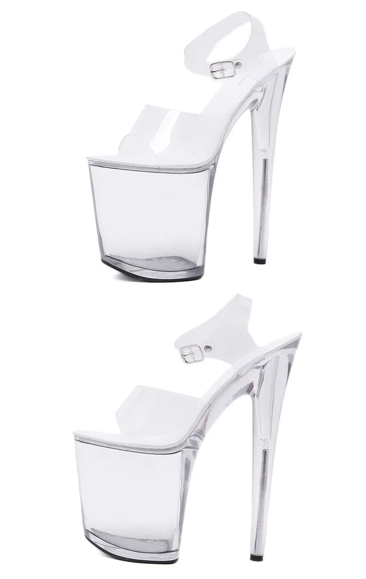 Summer Sandals Women 13 15 17 20cm High Heel Crystal Thin Heels Women Luxury Wedding Shoes Sexy Transparent Platform Sandals