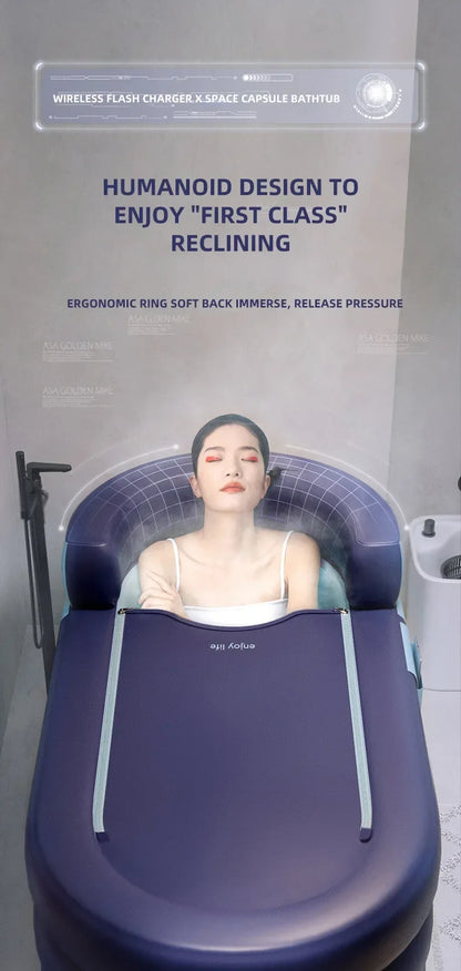 Soaking tub adult heightened PVC folding children's bath household inflatable bathtub adult bathing bucket thickened bathtub