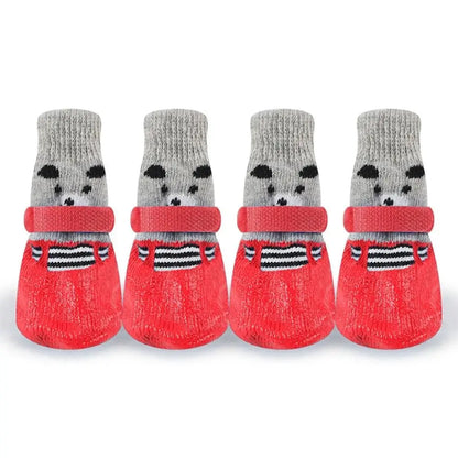 Autumn & Winter Pet Socks | Waterproof Non-Slip Knitted Dog & Cat Shoes – Warm Rubber Paw Protectors for Rain & Snow