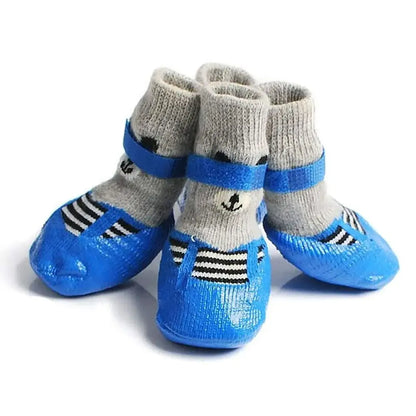 Autumn & Winter Pet Socks | Waterproof Non-Slip Knitted Dog & Cat Shoes – Warm Rubber Paw Protectors for Rain & Snow