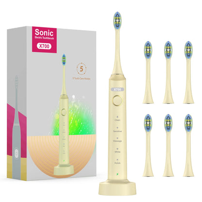Sarmocare S100 Electric Sonic Toothbrush | Smart Rechargeable Ultrasonic Toothbrush with 8 Brush Heads for Deep Cleaning & Whitening