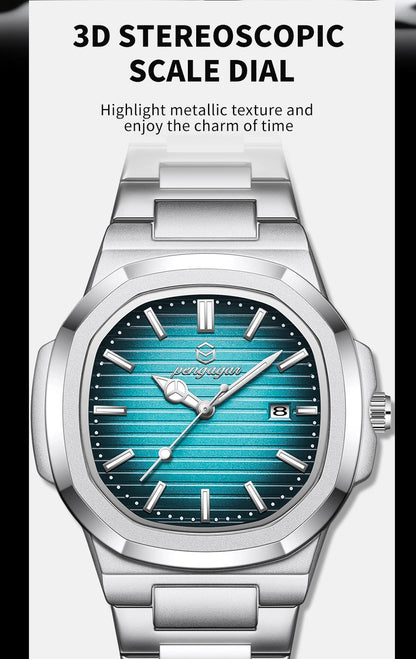 2025 New Luxury Military Man Watch Square Waterproof Luminous Date Week Men Watch Stainless Steel Quartz Men's Watches Reloj+box