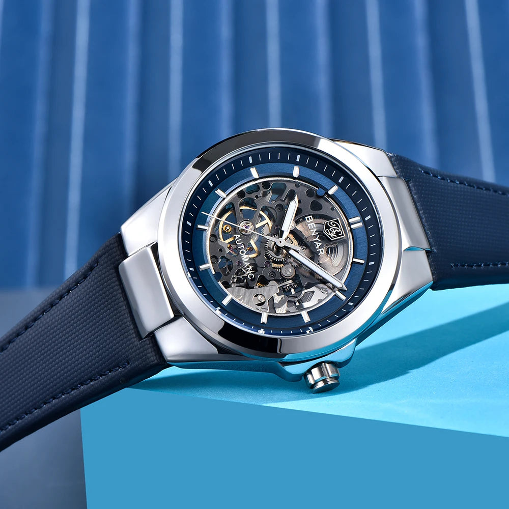 BENMYAR 2024 new BY-520742mm hollow luminous dial 50 meter waterproof fashionable luxury men's mechanical watch