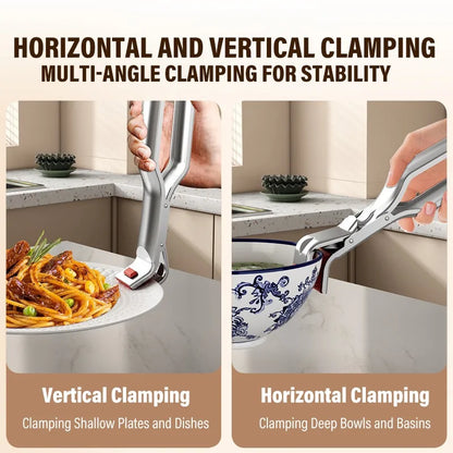 Stainless Steel Gripper Clips Hot Dish Plate Anti-Scald Clip Non-slip Bowls Clamp Holder for Frying Pans Air Fryer Steamers Oven